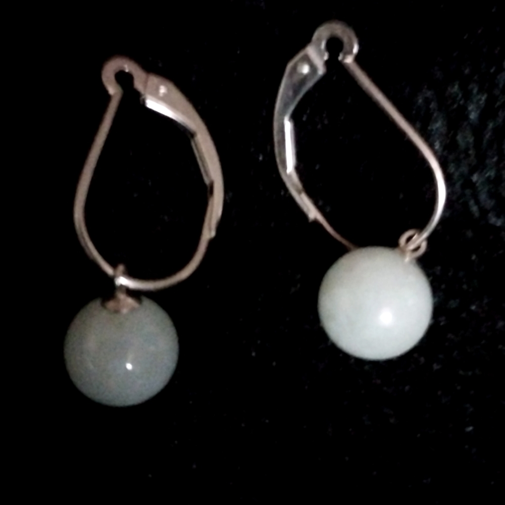 Imitation jade pierced earrings  , dangle